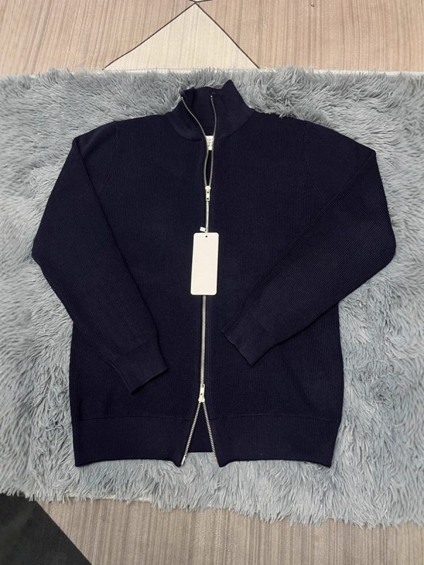 Áo len nam cardigan hai khóa kéo cổ lọ