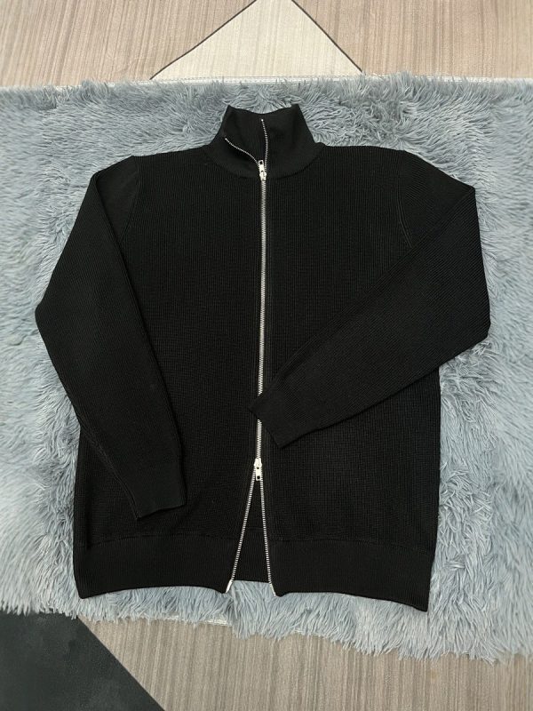 Áo len nam cardigan hai khóa kéo cổ lọ
