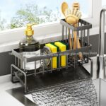 Giá để khăn rửa bát để bàn cạnh bồn rửa, tùy chọn thanh treo và khay hứng nước