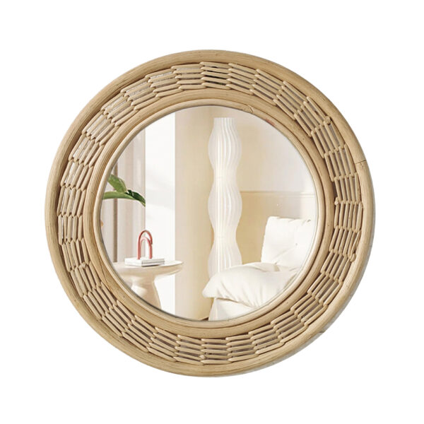 Gương mây đan thủ công treo tường phong cách đồng quê