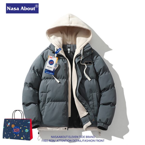 Áo phao nam nỉ lông cừu phối màu NASA