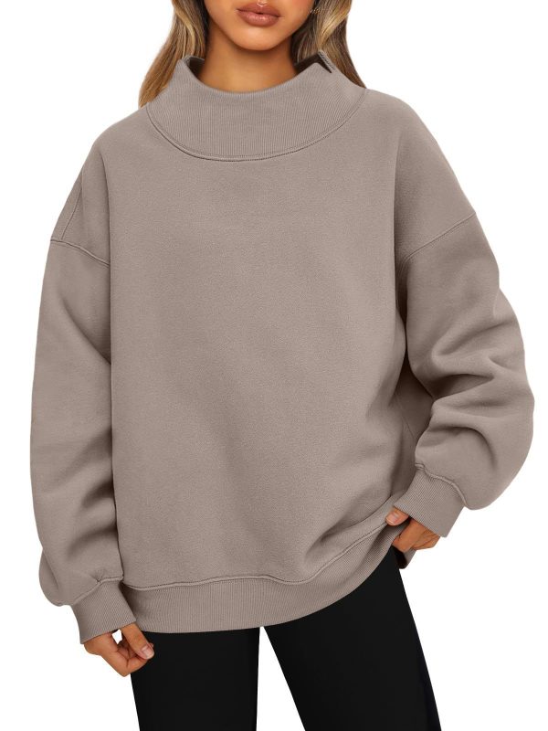 Áo sweatshirt nữ cổ cao lót lông
