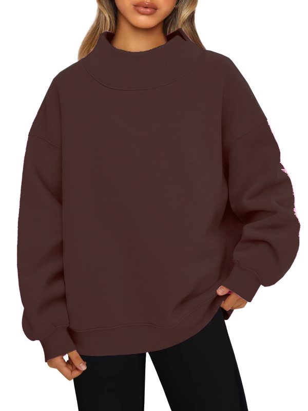 Áo sweatshirt nữ cổ cao lót lông