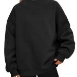 Áo sweatshirt nữ cổ cao lót lông