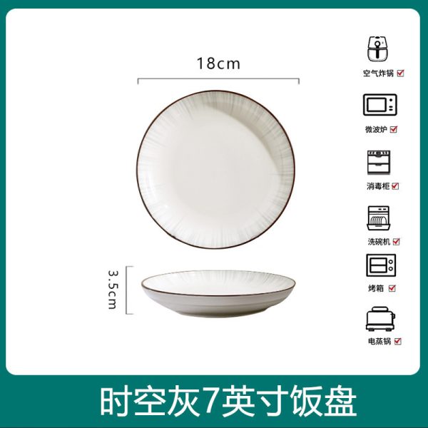 Bát đĩa sứ Thời Không xám phong cách Bắc Âu