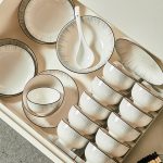 Bát đĩa sứ Thời Không xám phong cách Bắc Âu