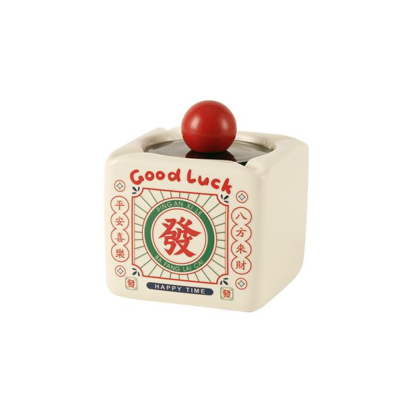 Gạt tàn sứ phong cách hoài cổ có nắp
