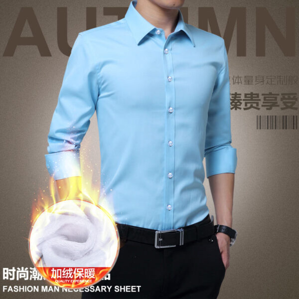 Áo sơ mi nam dài tay lót dày dáng gọn