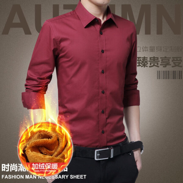Áo sơ mi nam dài tay lót dày dáng gọn