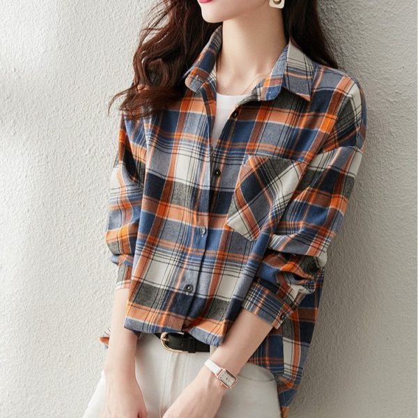 Áo sơ mi nữ kẻ caro tay dài