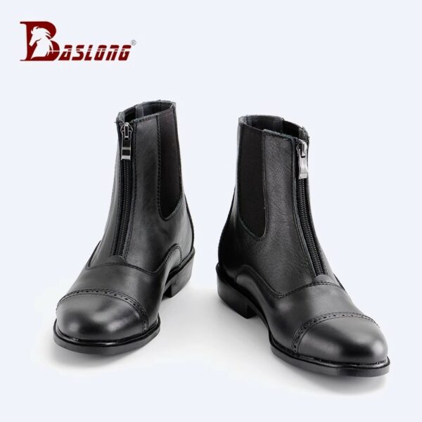 Boots cưỡi ngựa unisex mặt da bò, cổ ngắn