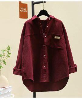 Áo nữ dáng dài cổ polo vải gân