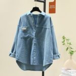 Áo nữ dáng dài cổ polo vải gân