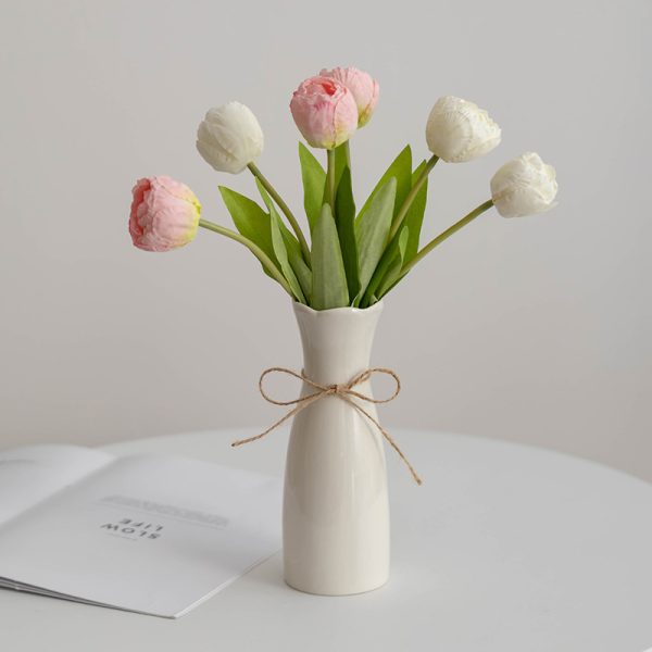 Bình hoa gốm sứ trắng bóng cao 20 cm