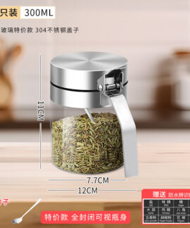 Bộ Hũ Thủy Tinh Gia Vị Tay Cầm Inox