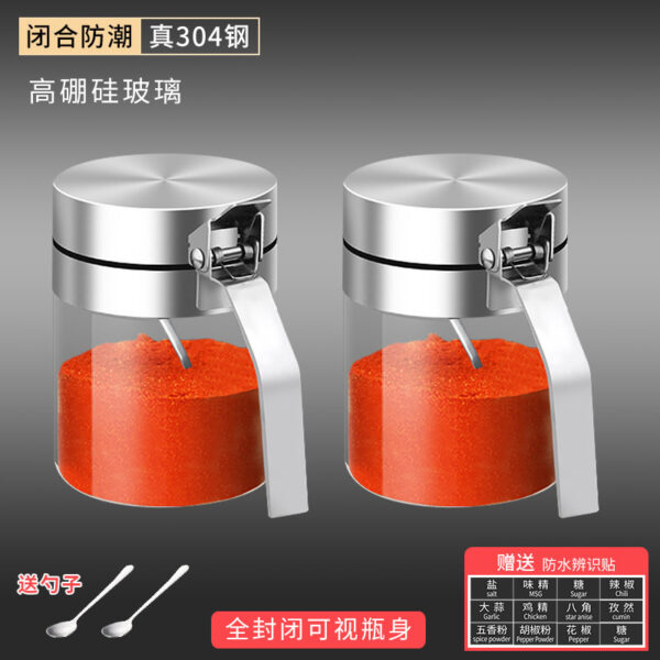 Bộ Hũ Thủy Tinh Gia Vị Tay Cầm Inox