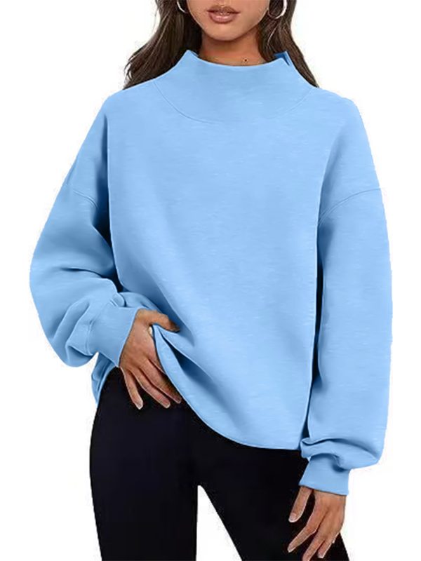 Áo sweatshirt nữ cổ cao lót nỉ