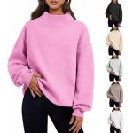 Áo sweatshirt nữ cổ cao lót nỉ