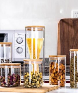 Hũ Thủy Tinh Borosilicate Có Nắp Tre