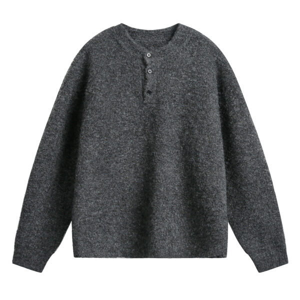 Áo dệt kim nam cổ Henley dáng rộng