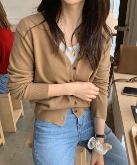 Áo cardigan dệt kim cài cúc nữ