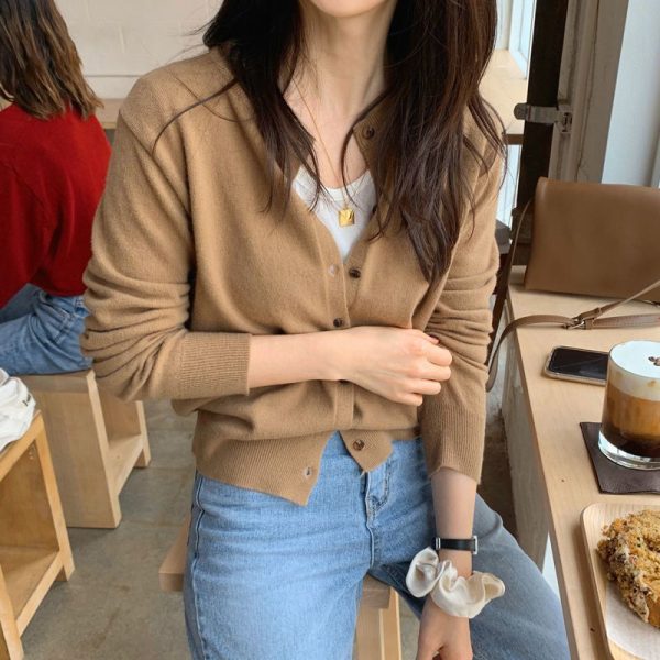 Áo cardigan dệt kim cài cúc nữ