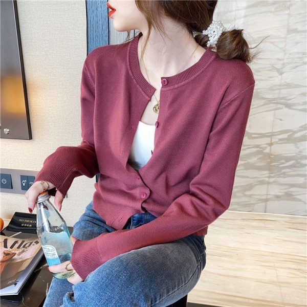 Áo cardigan dệt kim cài cúc nữ