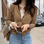 Áo cardigan dệt kim cài cúc nữ