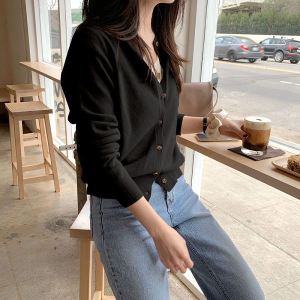Áo cardigan dệt kim cài cúc nữ