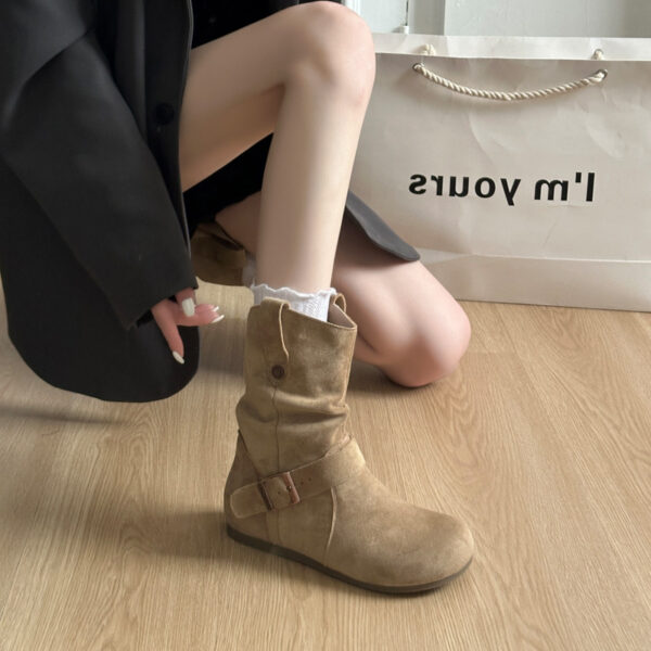 Boots nữ giả da lộn phong cách cổ điển