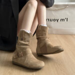 Boots nữ giả da lộn phong cách cổ điển