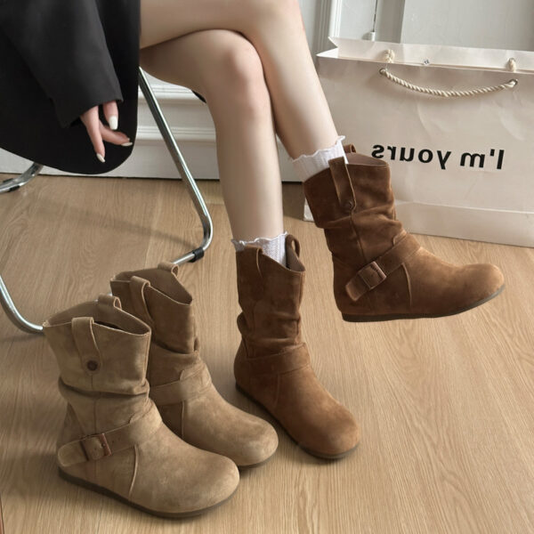 Boots nữ giả da lộn phong cách cổ điển