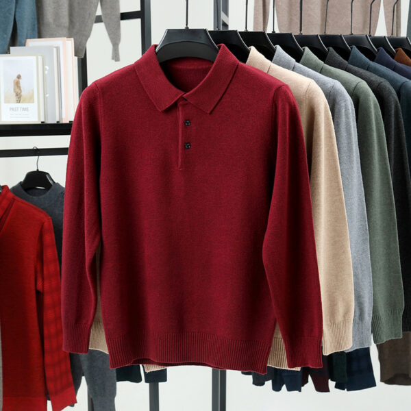 Áo Polo len nam cổ bẻ tay dài dày mã 8253