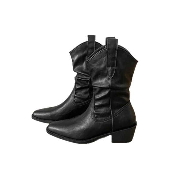 Boots nữ mũi nhọn đế nhăn phong cách Anh