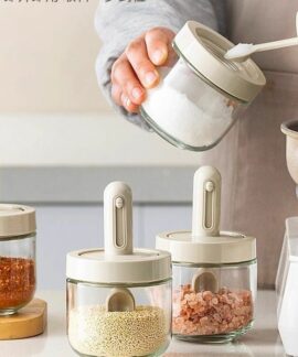 Bộ Hũ Thủy Tinh Đựng Gia Vị Kèm Muỗng Rút
