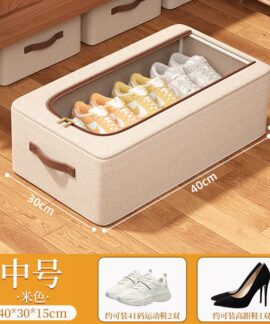 Hộp giày vải cotton lanh có cửa sổ