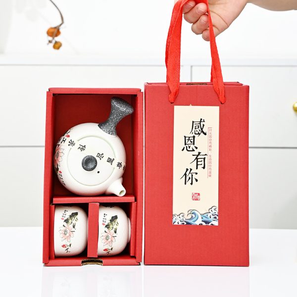 Bộ ấm trà tay bên men tuyết kèm hai hoặc bốn chén