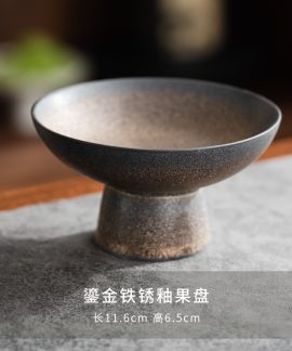 Đĩa chân cao gốm sứ bày trà và trái cây