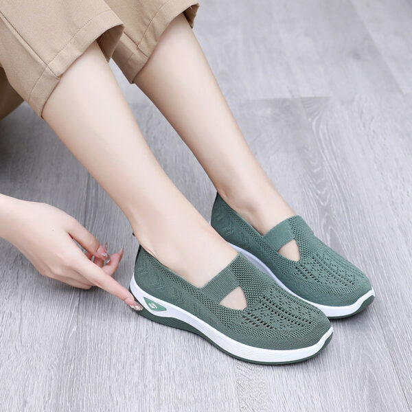 Giày vải dệt nữ đế mềm, kiểu xỏ chân