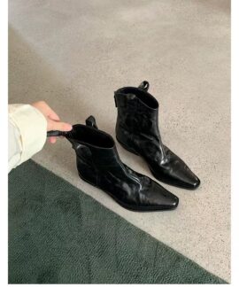 Boots nữ da bò mũi nhọn phong cách cao bồi