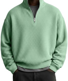Áo hoodie nam khóa kéo dáng rộng phong cách Âu Mỹ
