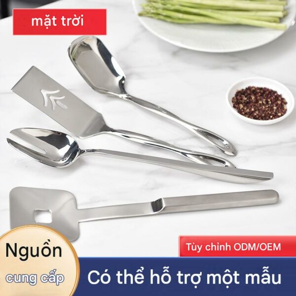 Bộ 4 món inox bóng gương tay cầm 304, dụng cụ nấu hướng bếp nhà hàng