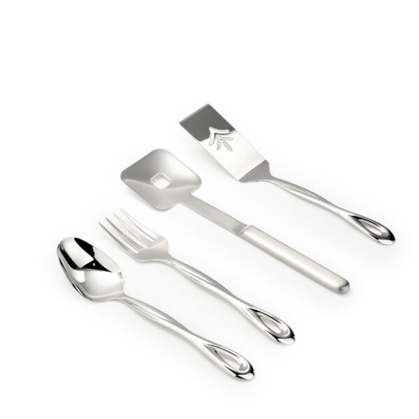 Bộ 4 món inox bóng gương tay cầm 304, dụng cụ nấu hướng bếp nhà hàng