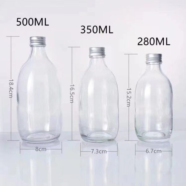 Chai thủy tinh tròn nắp bạc 200–500 ml