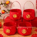 Bộ túi giỏ quà nỉ chủ đề cưới và tân gia