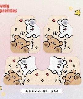 Thảm ô tô sợi vòng họa tiết chó và thú hoạt hình