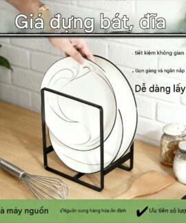 Kệ chia bát đĩa trong tủ bếp thép các-bon, lớn/nhỏ đen/trắng, tùy chọn dải chống trượt