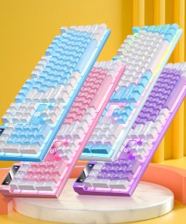 Bàn phím Mini Gaming Phối Màu Pastel, Đèn LED, Thiết Kế Nhỏ Gọn