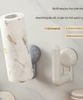 Kệ treo màng bọc và giấy bếp gắn hút chân không