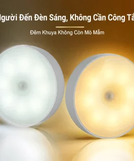 Đèn Ngủ Tròn Cảm Biến Người Sạc USB Không Dây